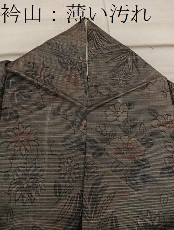 平和屋着物■上質な紬 椿花文 正絹 逸品 BAAX4524mz