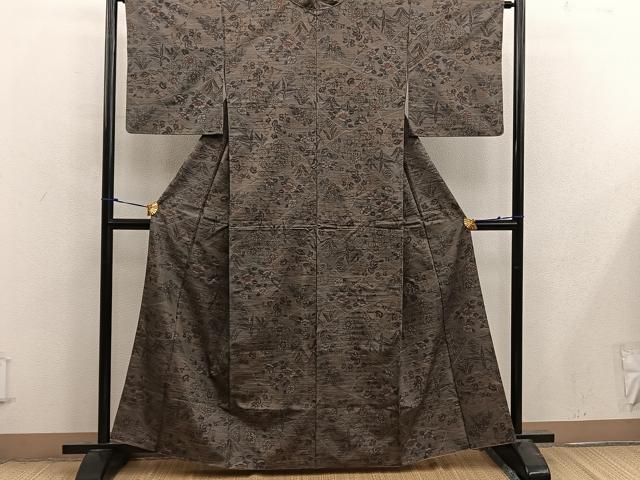 平和屋着物■上質な紬 椿花文 正絹 逸品 BAAX4524mz