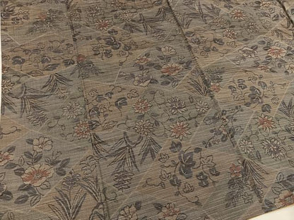 平和屋着物■上質な紬 椿花文 正絹 逸品 BAAX4524mz