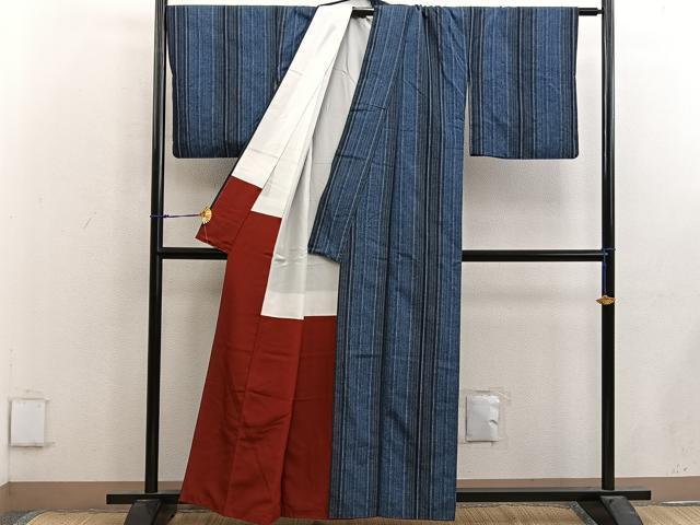 平和屋着物□上質な紬 縞 正絹 逸品 BAAX4532mz