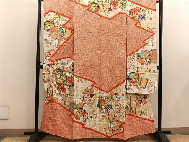 平和屋着物■豪華振袖 駒刺繍 絞り 牡丹花文 金彩 正絹 逸品 BAAX4534mz