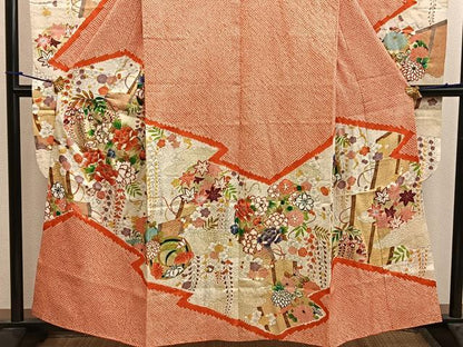 平和屋着物■豪華振袖 駒刺繍 絞り 牡丹花文 金彩 正絹 逸品 BAAX4534mz