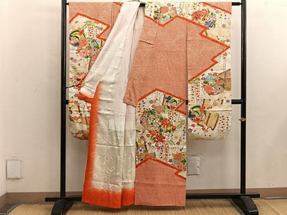 平和屋着物■豪華振袖 駒刺繍 絞り 牡丹花文 金彩 正絹 逸品 BAAX4534mz