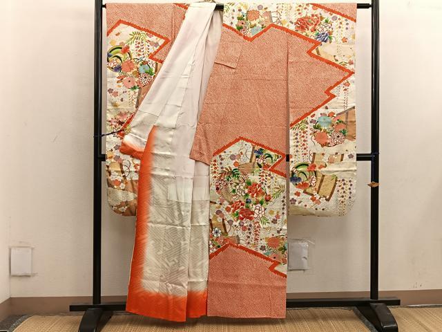 平和屋着物■豪華振袖 駒刺繍 絞り 牡丹花文 金彩 正絹 逸品 BAAX4534mz
