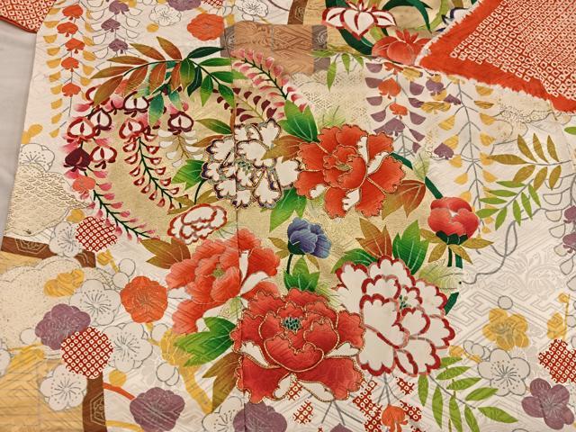 平和屋着物■豪華振袖 駒刺繍 絞り 牡丹花文 金彩 正絹 逸品 BAAX4534mz