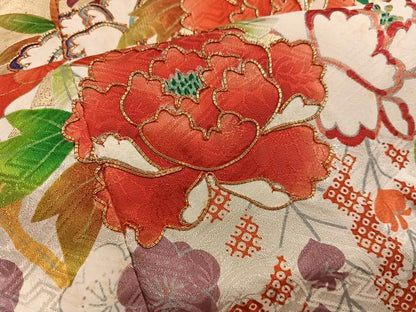 平和屋着物■豪華振袖 駒刺繍 絞り 牡丹花文 金彩 正絹 逸品 BAAX4534mz