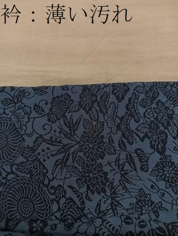 平和屋着物■上質な小紋 藍 型染め 菊花文 正絹 逸品 BAAX4536mz