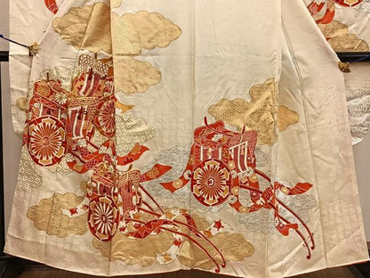 平和屋着物■豪華振袖　駒刺繍　御所車花文　金銀彩　正絹　逸品　BAAX4543mz