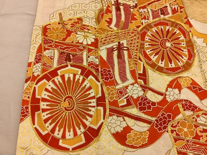 平和屋着物■豪華振袖　駒刺繍　御所車花文　金銀彩　正絹　逸品　BAAX4543mz