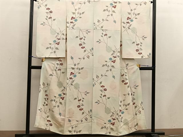 平和屋着物■上質な小紋 亀甲枝葉文 正絹 逸品 BAAX4548mz