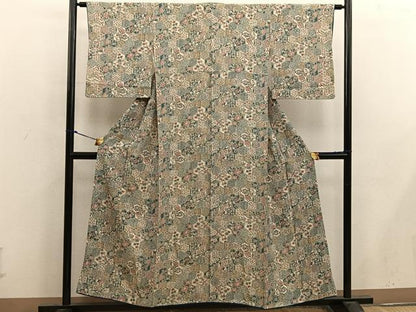 平和屋着物■上質な小紋　亀甲花文　正絹　逸品　BAAX4549mz