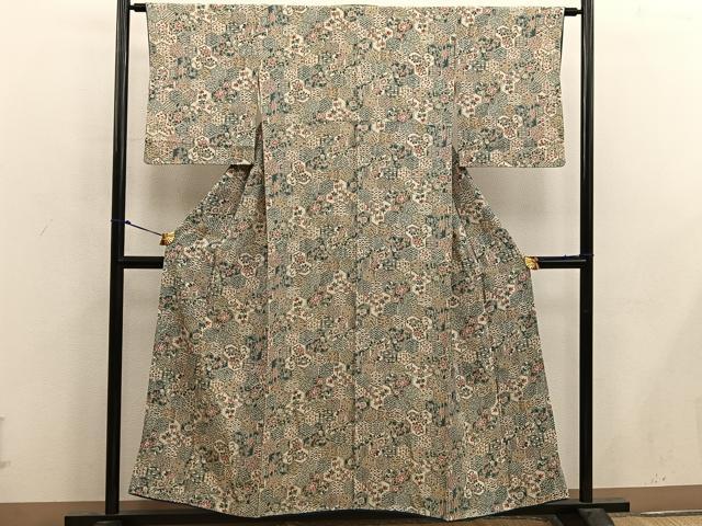 平和屋着物■上質な小紋　亀甲花文　正絹　逸品　BAAX4549mz