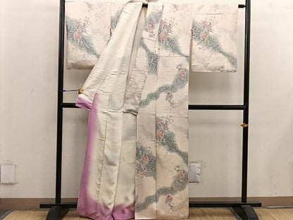 平和屋着物■上質な小紋　陶器花文　暈し染め　正絹　逸品　BAAX4552mz