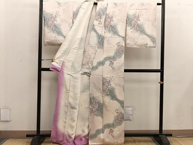 平和屋着物■上質な小紋　陶器花文　暈し染め　正絹　逸品　BAAX4552mz