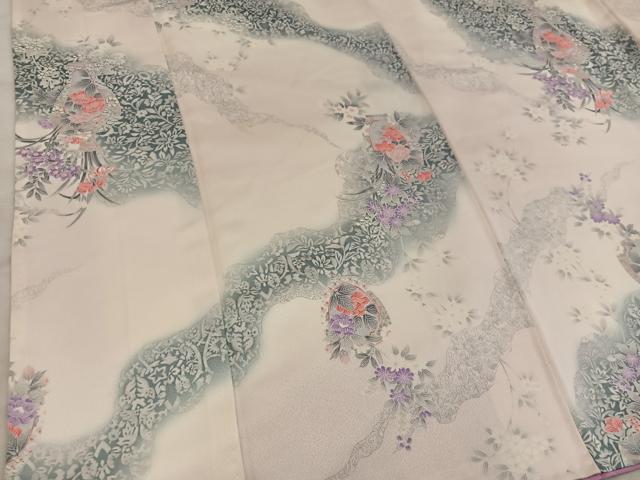 平和屋着物■上質な小紋　陶器花文　暈し染め　正絹　逸品　BAAX4552mz