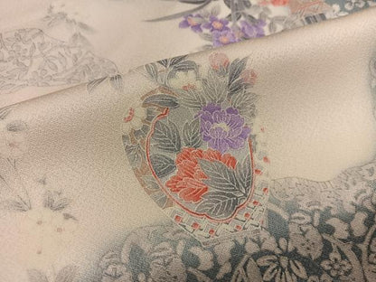 平和屋着物■上質な小紋　陶器花文　暈し染め　正絹　逸品　BAAX4552mz