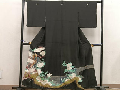 平和屋着物■豪華黒留袖　刺繍　鳳凰花文　金彩　正絹　逸品　BAAX4559mz