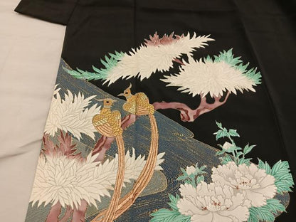 平和屋着物■豪華黒留袖　刺繍　鳳凰花文　金彩　正絹　逸品　BAAX4559mz