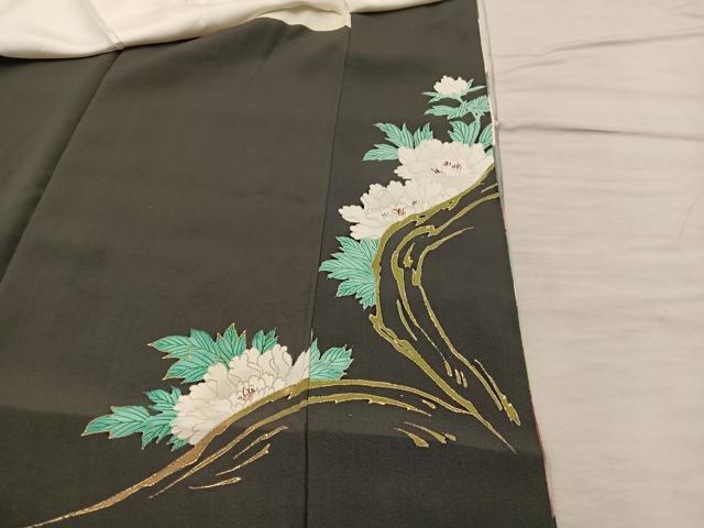 平和屋着物■豪華黒留袖　刺繍　鳳凰花文　金彩　正絹　逸品　BAAX4559mz