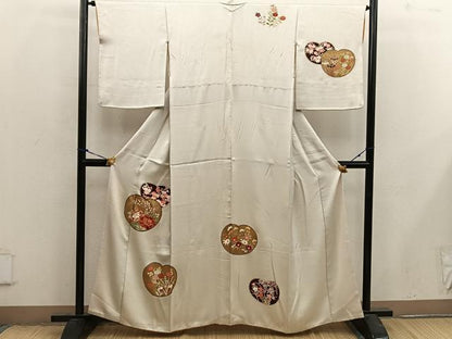 平和屋着物■訪問着　刺繍　牡丹花文　金彩　正絹　逸品　BAAX4566mz