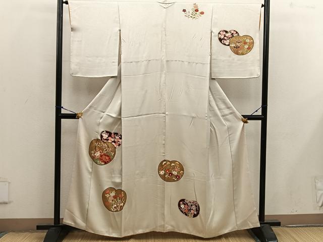平和屋着物■訪問着　刺繍　牡丹花文　金彩　正絹　逸品　BAAX4566mz