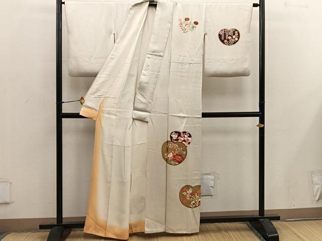 平和屋着物■訪問着　刺繍　牡丹花文　金彩　正絹　逸品　BAAX4566mz