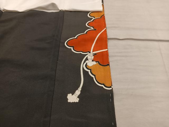 平和屋着物■豪華黒留袖　駒刺繍　飛鶴花文　金彩　正絹　逸品　BAAX4569mz