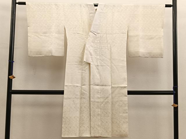 平和屋着物■長襦袢　袷　草花地紋　練色　正絹　逸品　BAAX4575mz