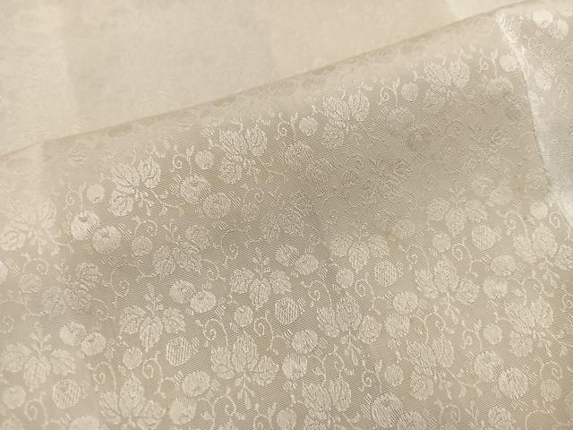 平和屋着物■長襦袢　袷　草花地紋　練色　正絹　逸品　BAAX4575mz