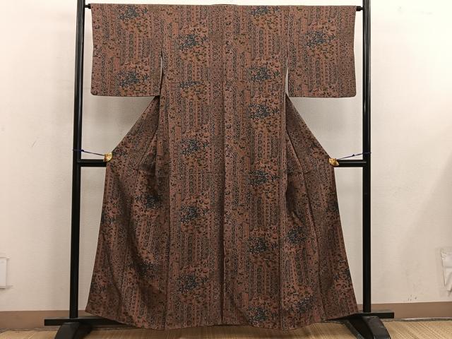 平和屋着物■上質な小紋　更紗花文　正絹　逸品　BAAX4580mz