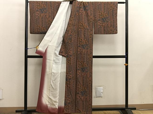 平和屋着物■上質な小紋　更紗花文　正絹　逸品　BAAX4580mz