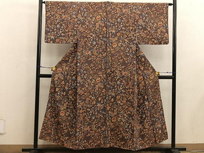 平和屋着物■上質な小紋　更紗枝花文　正絹　逸品　BAAX4581mz