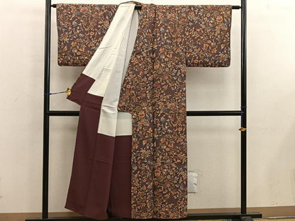 平和屋着物■上質な小紋　更紗枝花文　正絹　逸品　BAAX4581mz
