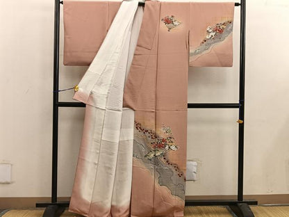平和屋着物■訪問着 扇面花鳥文 暈し染め 金彩 松坂屋扱い 正絹 逸品 BAAX4582mz