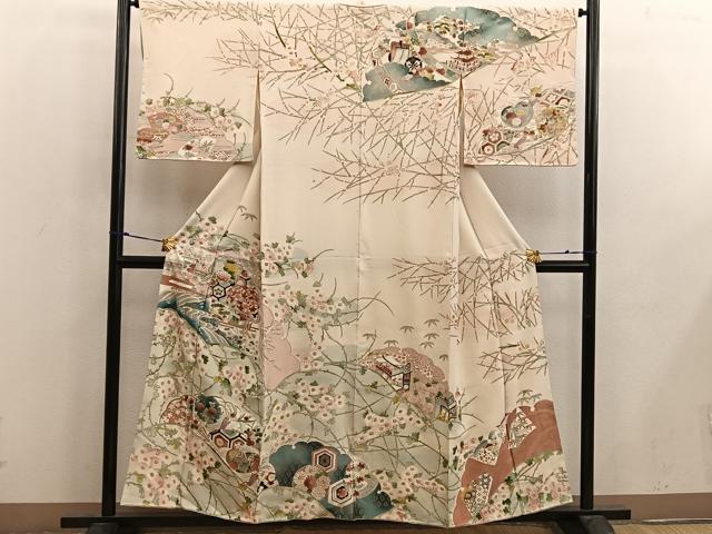 平和屋着物■訪問着　亀甲花文　金彩　正絹　逸品　BAAX4583mz