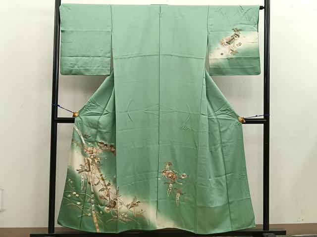 平和屋着物■訪問着　胴抜き仕立て　螺鈿　扇面文箱花文　暈し染め　金銀彩　正絹　逸品　BAAX4584mz