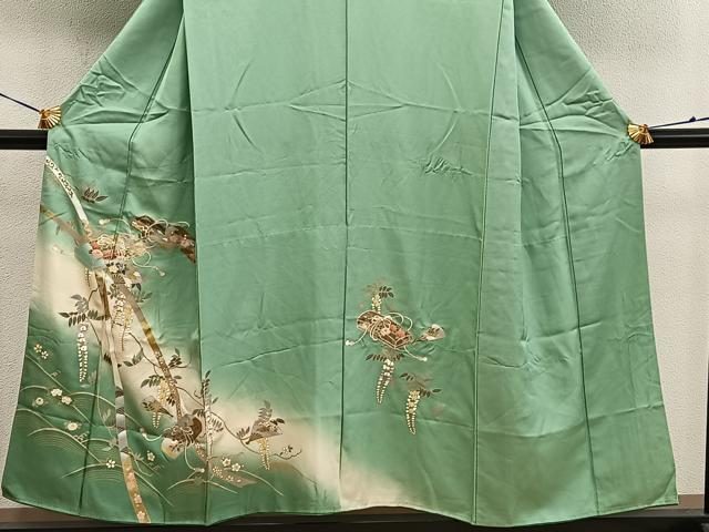 平和屋着物■訪問着　胴抜き仕立て　螺鈿　扇面文箱花文　暈し染め　金銀彩　正絹　逸品　BAAX4584mz