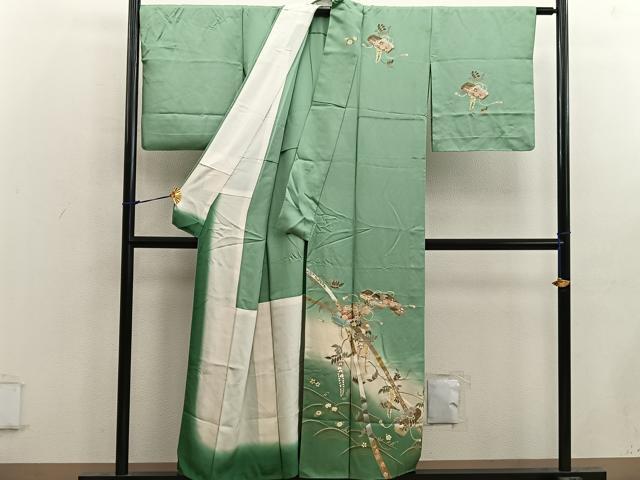 平和屋着物■訪問着　胴抜き仕立て　螺鈿　扇面文箱花文　暈し染め　金銀彩　正絹　逸品　BAAX4584mz