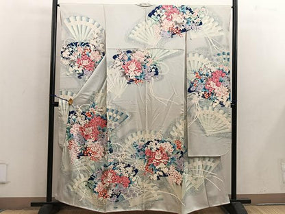 平和屋着物■豪華振袖 駒刺繍 牡丹花文 銀彩 正絹 逸品 BAAX4586mz