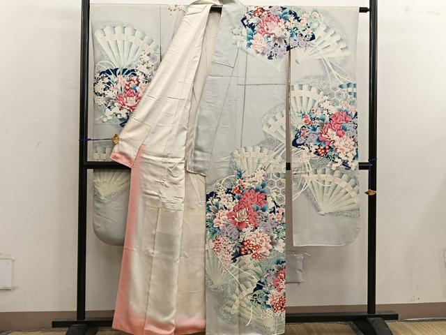平和屋着物■豪華振袖 駒刺繍 牡丹花文 銀彩 正絹 逸品 BAAX4586mz