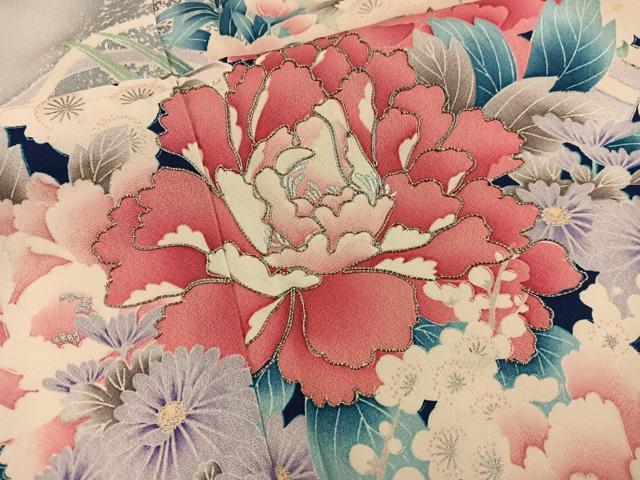 平和屋着物■豪華振袖 駒刺繍 牡丹花文 銀彩 正絹 逸品 BAAX4586mz