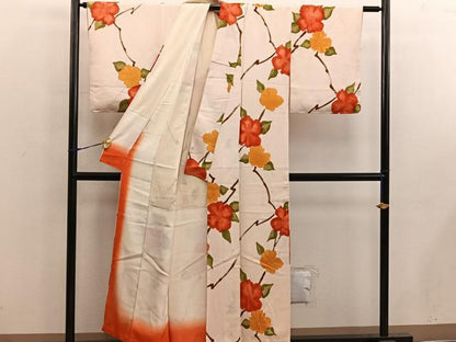 平和屋着物■上質な小紋　枝花文　地紋起こし　正絹　逸品　BAAX4587mz
