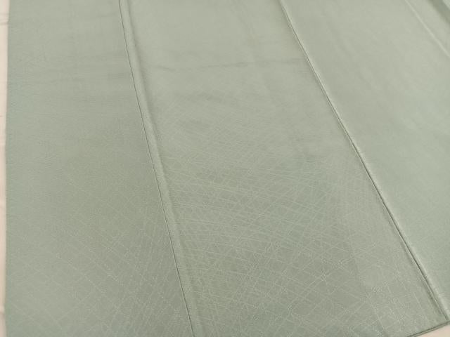 平和屋着物■上質な色無地　幾何学地紋　裏葉柳色　正絹　逸品　BAAX4589mz