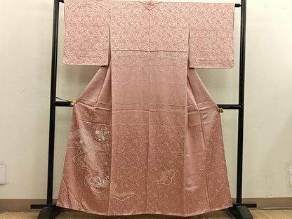 平和屋着物■訪問着　駒刺繍　絞り　椿花文　正絹　逸品　未使用　BAAX4591mz