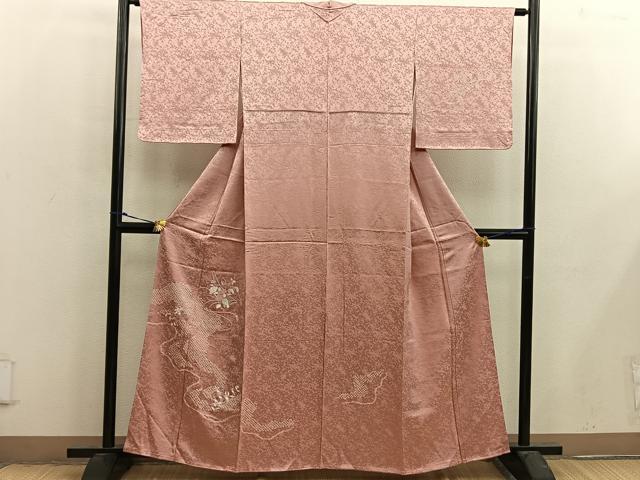 平和屋着物■訪問着　駒刺繍　絞り　椿花文　正絹　逸品　未使用　BAAX4591mz