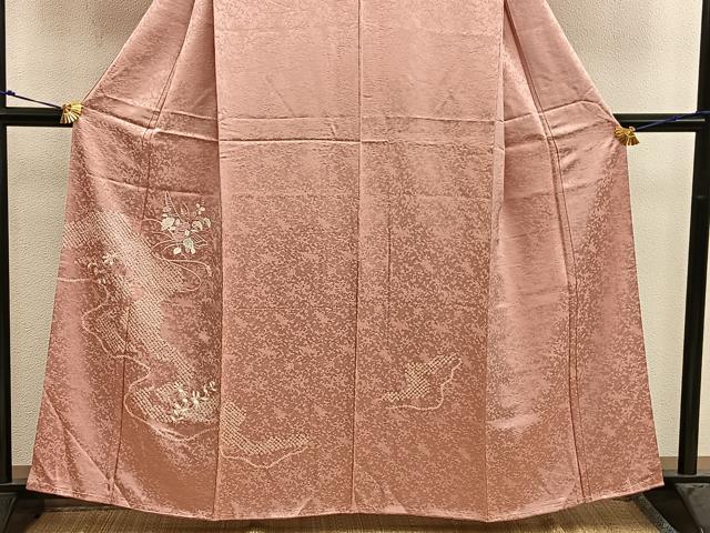 平和屋着物■訪問着　駒刺繍　絞り　椿花文　正絹　逸品　未使用　BAAX4591mz