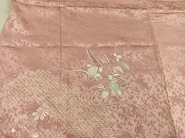 平和屋着物■訪問着　駒刺繍　絞り　椿花文　正絹　逸品　未使用　BAAX4591mz