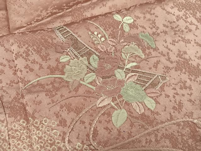 平和屋着物■訪問着　駒刺繍　絞り　椿花文　正絹　逸品　未使用　BAAX4591mz