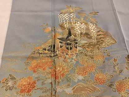 平和屋着物■豪華色留袖　地紙重ね花文　暈し染め　金彩　正絹　逸品　BAAX4592mz