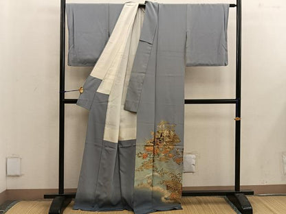 平和屋着物■豪華色留袖　地紙重ね花文　暈し染め　金彩　正絹　逸品　BAAX4592mz